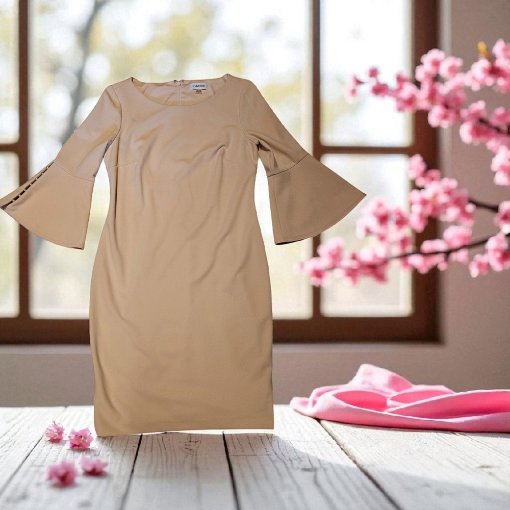 Calvin Klein Elegant Pink Bell Sleeve Dress
